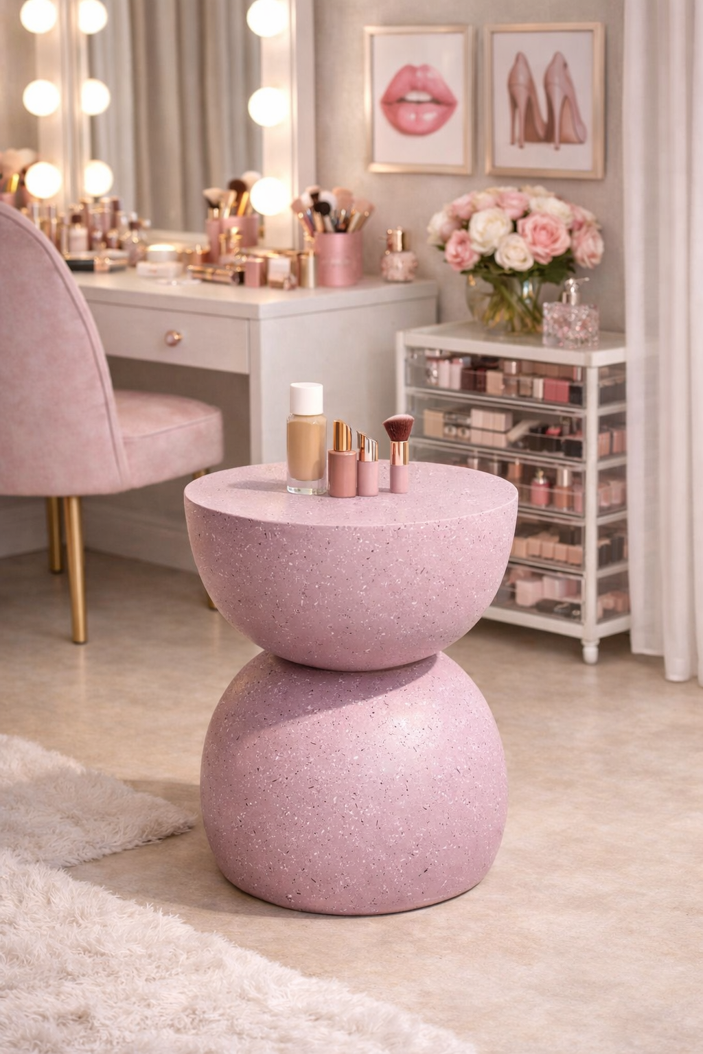 Tavolino Mezza Sfera rosa #008